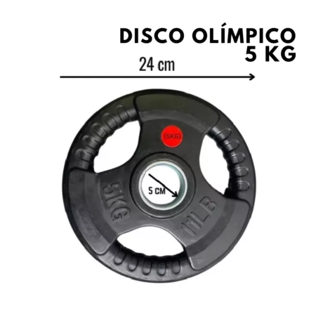 Disco Olímpico Grip 5kg (Par) - Imagen 4