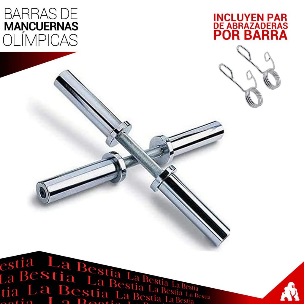 NULTRUMA - Mango Olímpico De 16 Pulgadas Con Capacidad De Peso De 150 Libras, Se Adapta A Placas Olímpicas De 2 Pulgadas, Viene Con 2 Pares De Bocinas De Resorte, Ideal Para