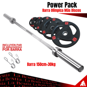 Power Pack 2 (Barra Olímpica 150cm Más 30kg)