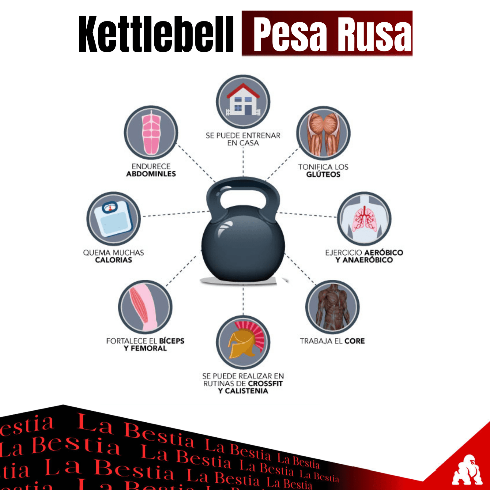 Kettlebell Pesa Rusa 8kg (Unidad) - La Bestia