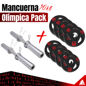 Mancuerna Olímpica Pack (Par de Mancuernas Olímpicas + 30kg Discos Olímpicos)