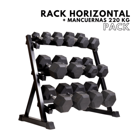 Rack horizontal + mancuernas 220 kg