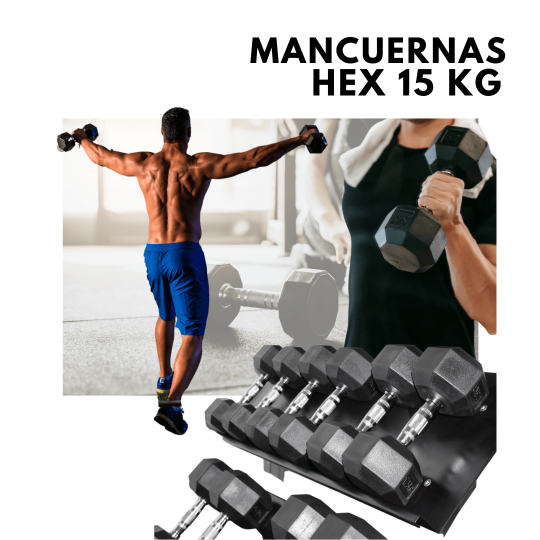 Mancuernas Hexagonales 15kg (par) Fitness Musculación
