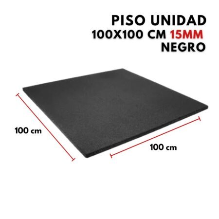 Piso Gym de Caucho 100X100 15mm Negro - Imagen 2
