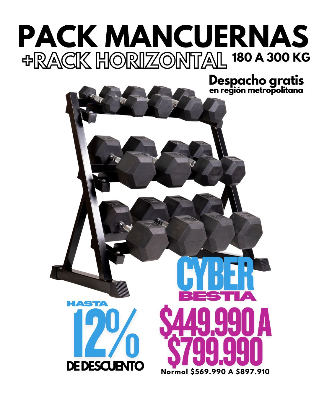 Pack Rack horizontal más mancuernas