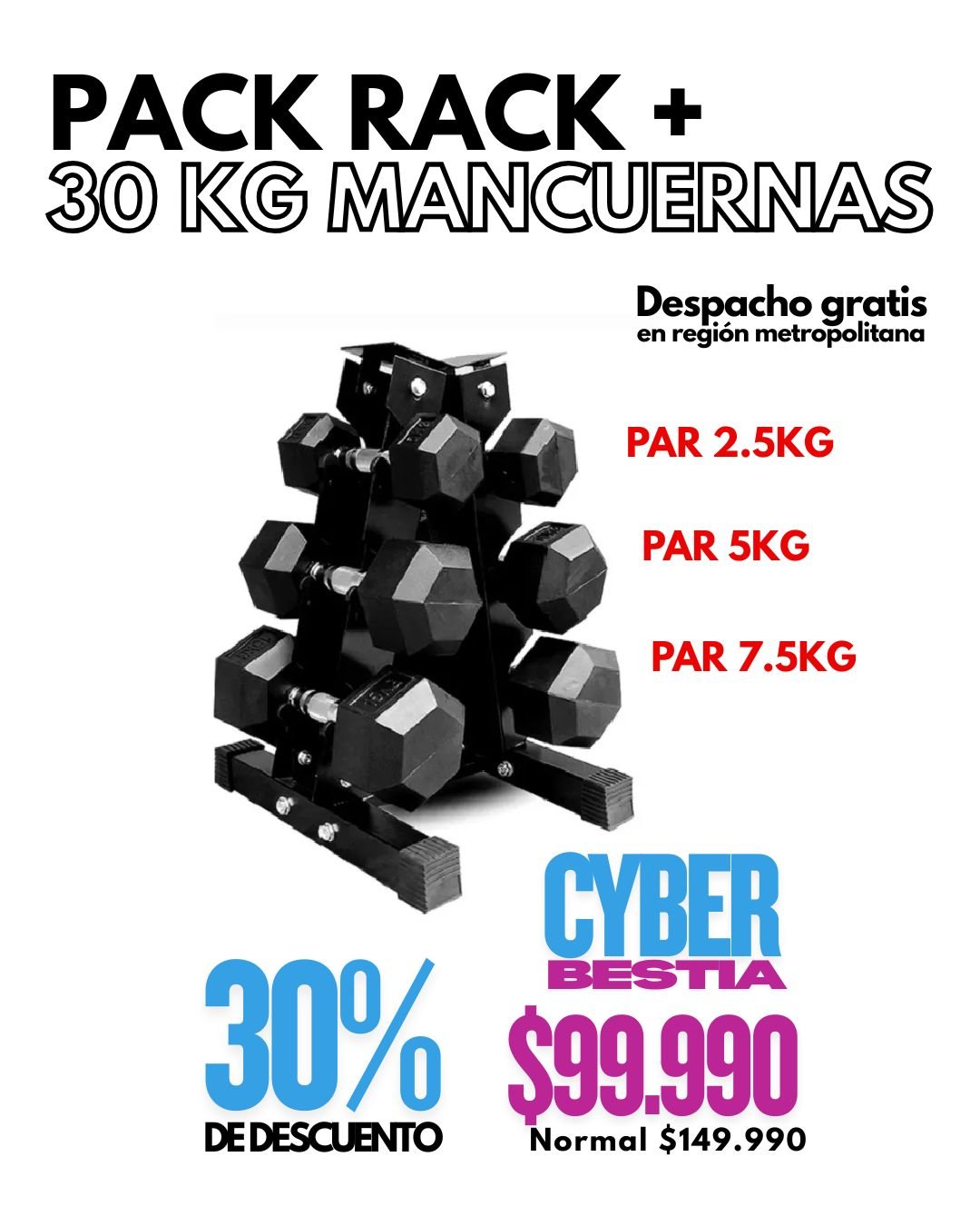 Pack Rack Tres Pares Mancuernas