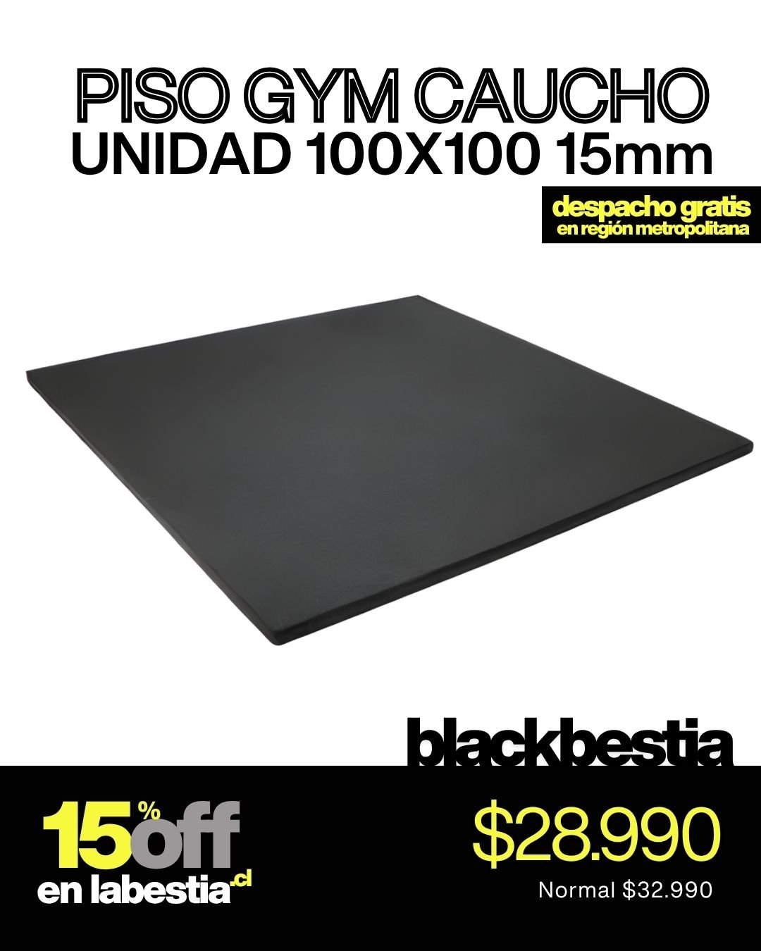 Piso Caucho 100x100 15mm